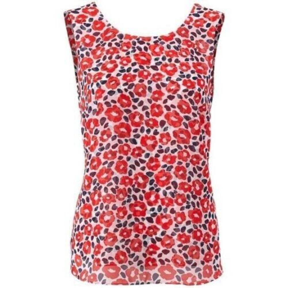 Cabi # 5356 "Flipside Blouse" Floral Print V-Neck Sleeveless Ruffle Blouse SMALL - Picture 3 of 10